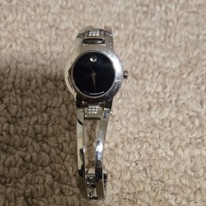 Stainless Silver Bracelet Watch with Black Dial